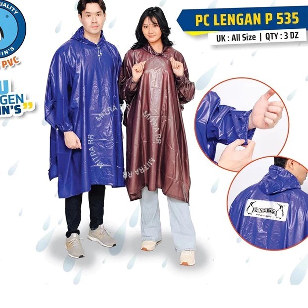 Jas Hujan Poncho Lengan Kelelawar Penguins Pinguin P-535