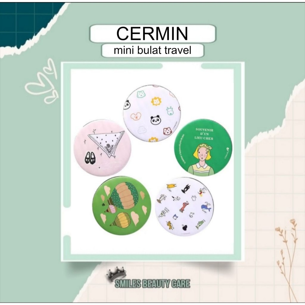 Cermin Kecil Bulat Traveling Praktis / Cermin Kecil