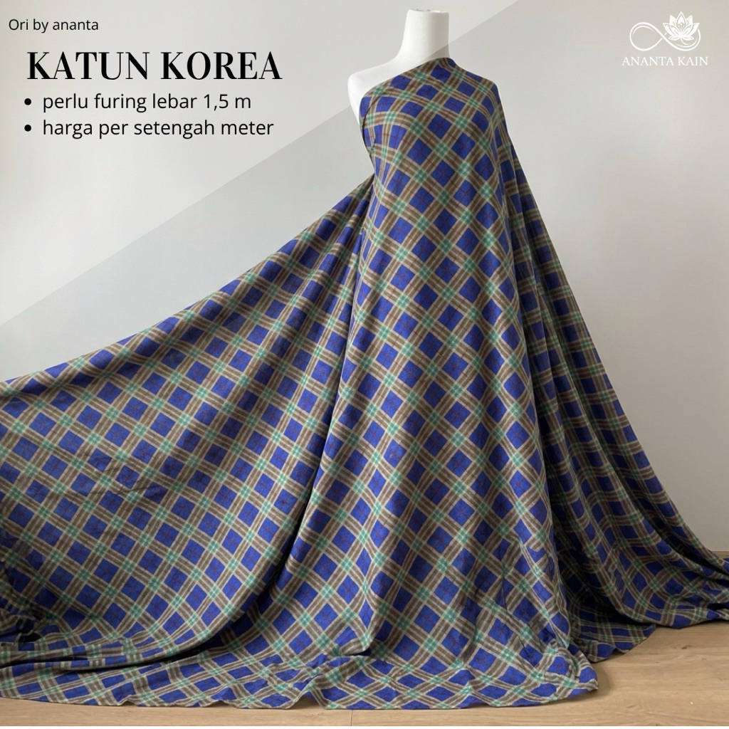 kain katun motif kotak kotak - kain katun korea garment
