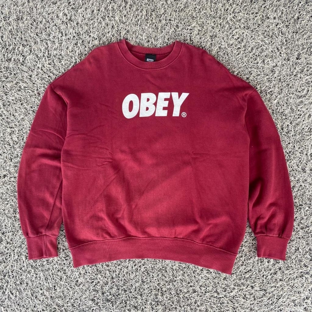obey sweater shirt crewneck obey maroon