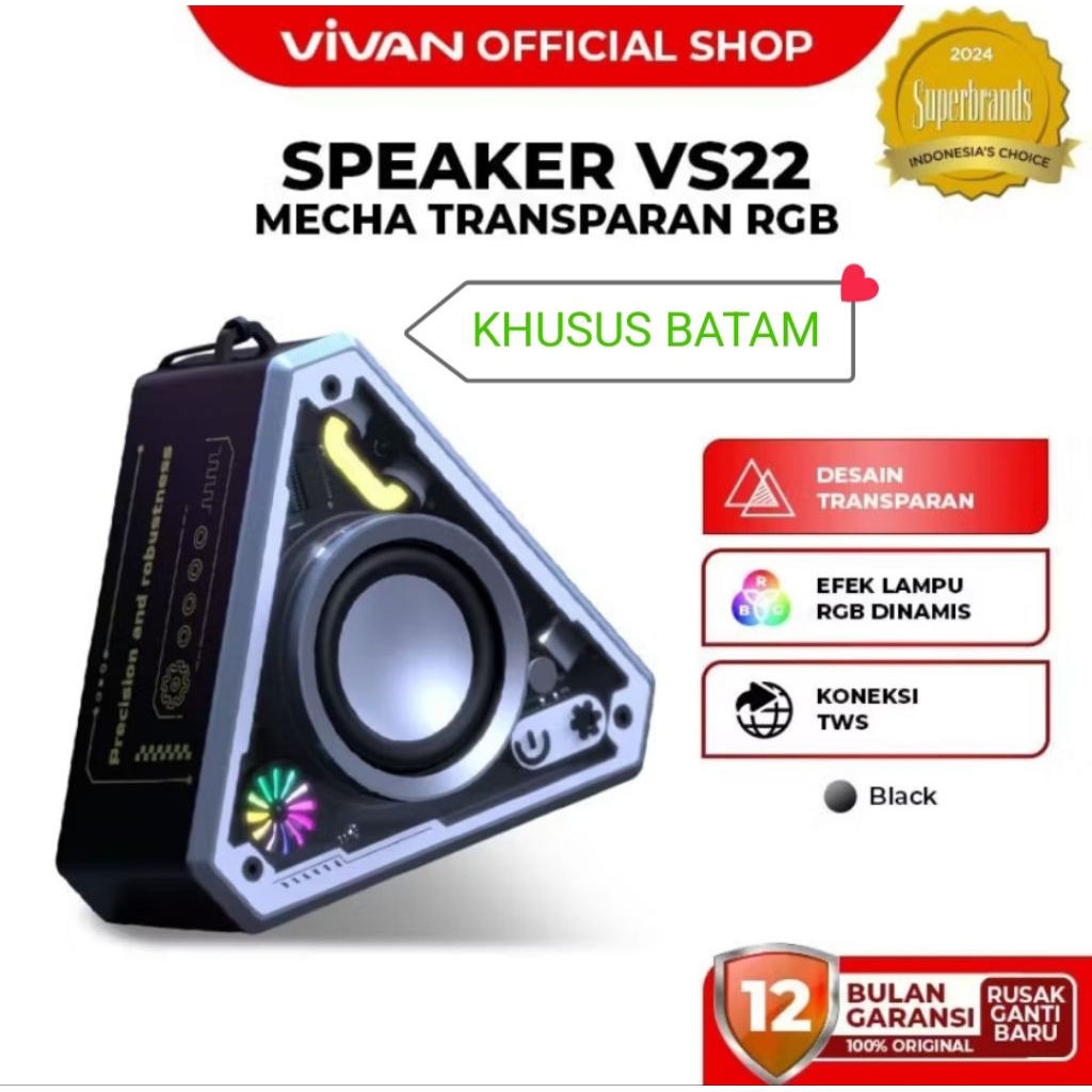 VIVAN SPEAKER VS22 BLUETOOTH MECHA TRANSPARANT RGB TWS 5.4