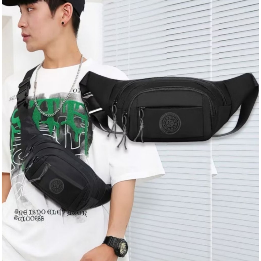 Tas Selempang Bahu Pria, Tas Pinggang Pria Keren Polos, Tas Santai Pria