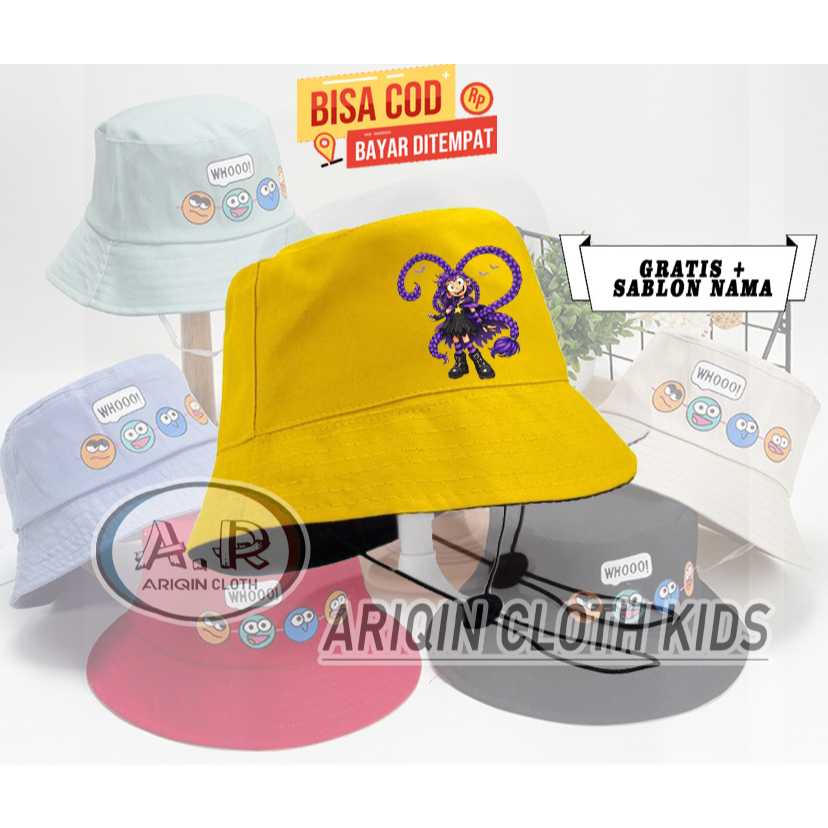 Topi bucket anak kartun poppy playtime6 Lily Loverbraids topi anak unisex cewe cowok