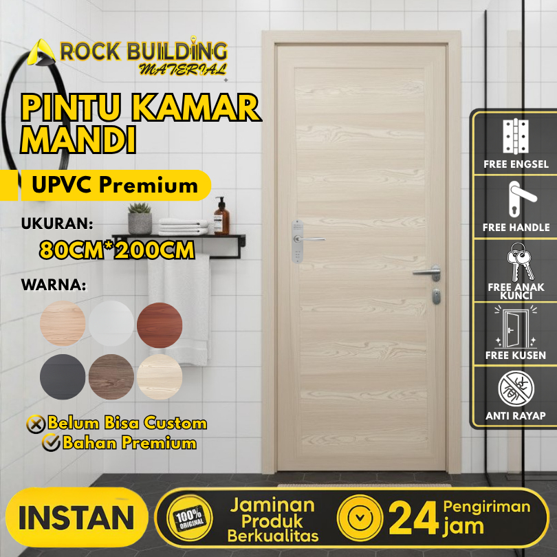 Pintu Platinum UPVC Laminasi Premium 80CM x 200CM Pintu Kamar UPVC Pintu Kamar Mandi Premium Berkual