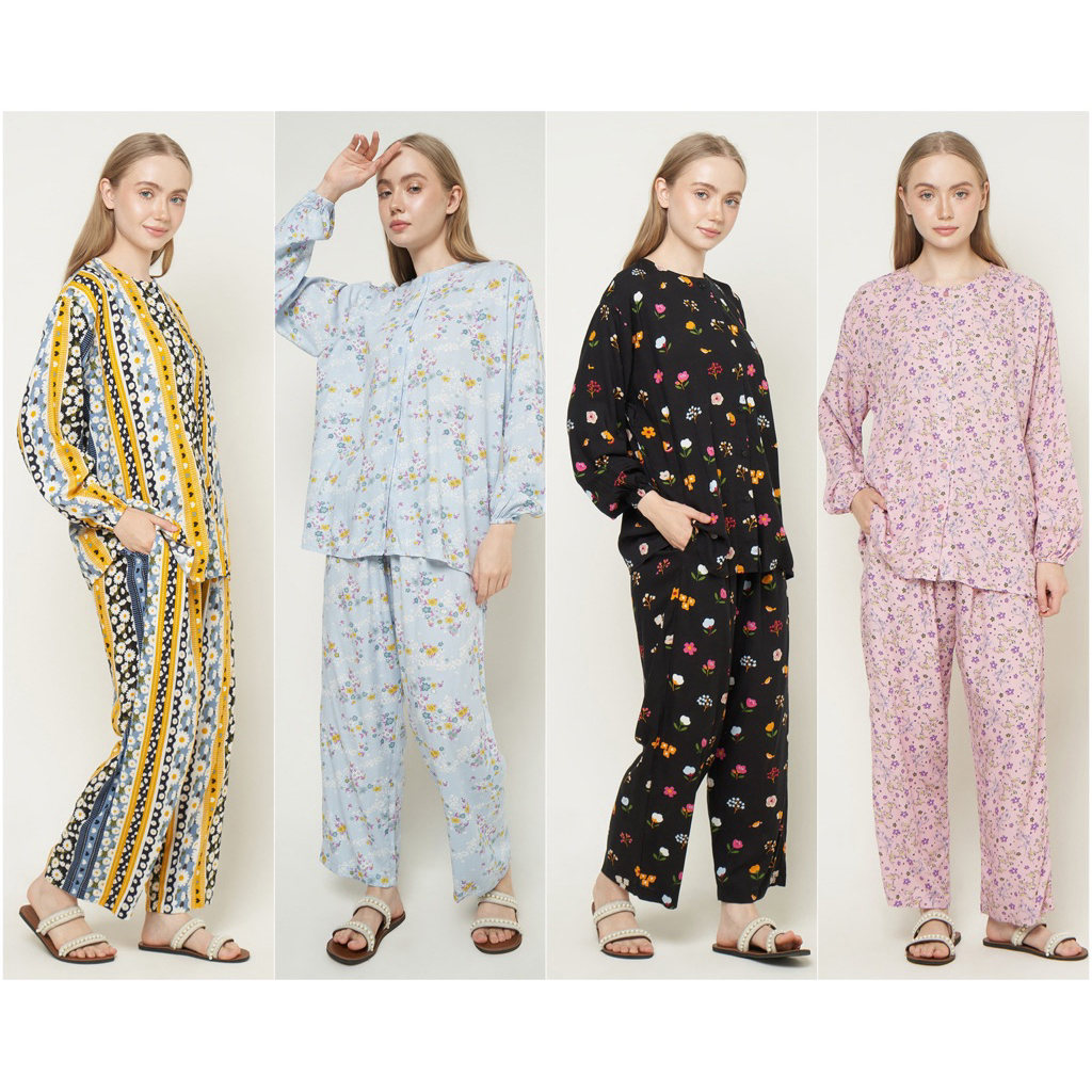 NADINE SET Oneset Kekinian Rayon Premium Lengan Panjang Celana Panjang