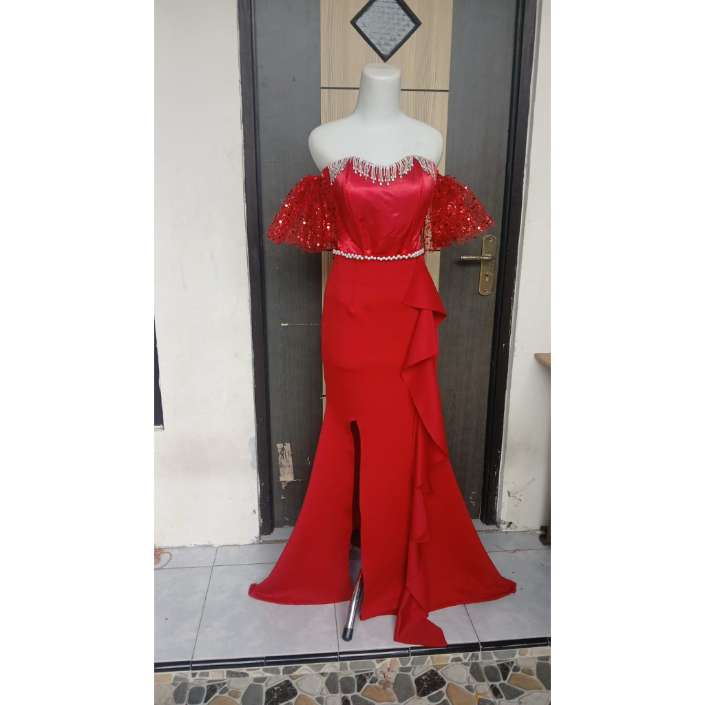 gaun scuba mix payet mutiara mix kain 1000 payet