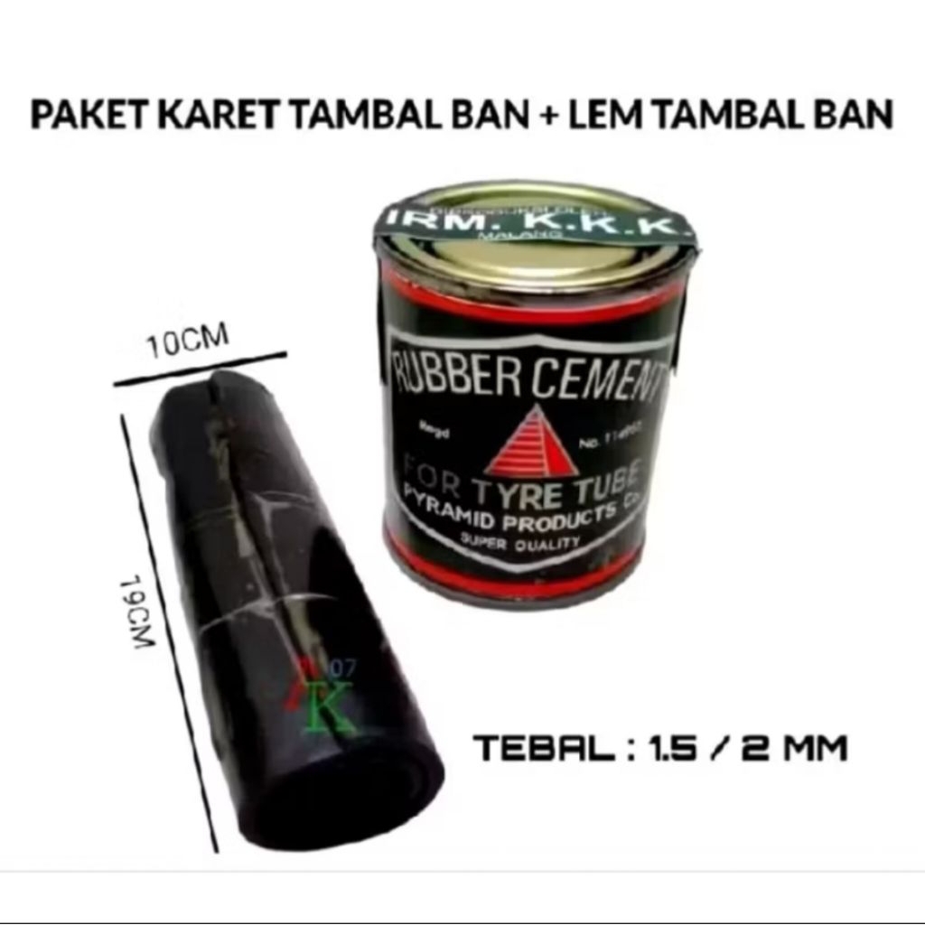 Paket lem tambal ban +karet Tambal ban
