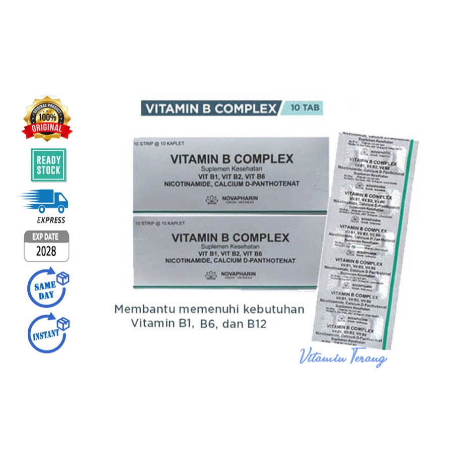 (STRIP isi 10) Vitamin B COMPLEX Vit B1, B2, B3, B5, B6 Novapharin B Komplek