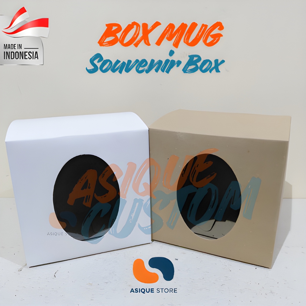 Box Mug Window Bulat | Kotak Mug Kado | Box Mug Putih/Kraft | Kemasan Mug Hampers Souvenir & Gift