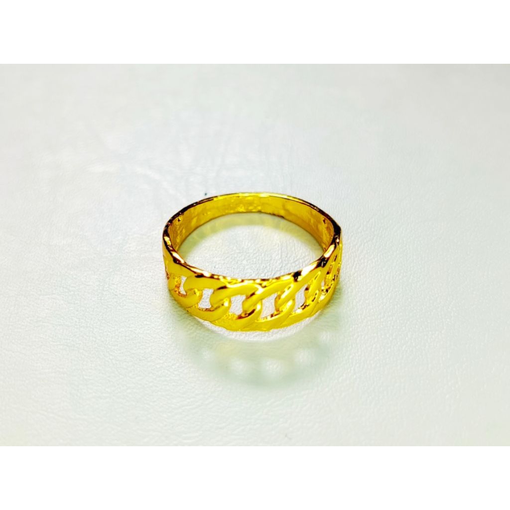 Cincin Titanium Lapis Emas 18K Motif Rantai Polos