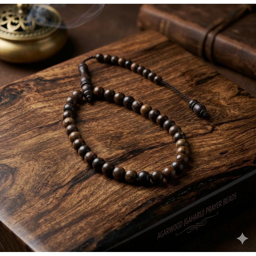 Tasbih Kayu Gaharu 10mm 33 Butir Grade A++ Tasbih Gaharu Asli Kalimantan