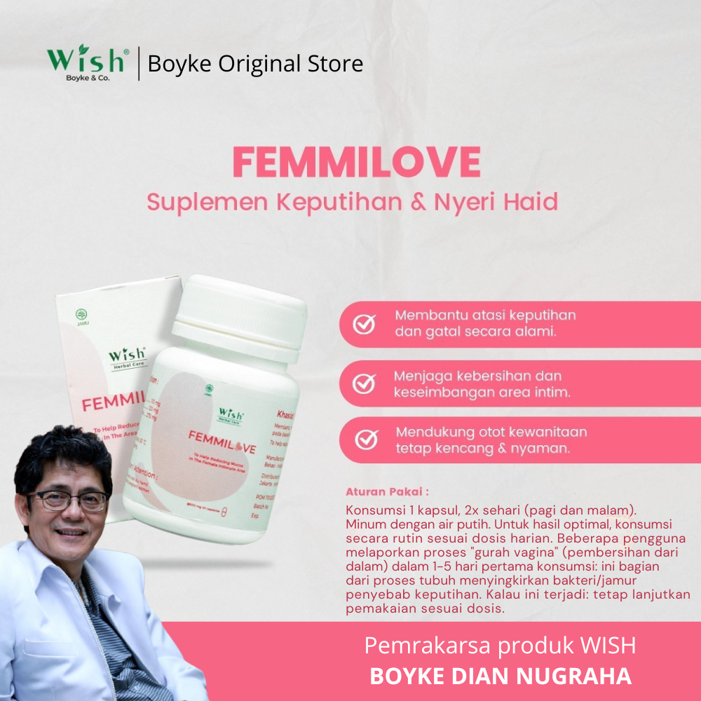 Femmilove Dr Boyke Original – Obat Herbal Wanita Keputihan Alami, Kesehatan Miss V & Kewanitaan