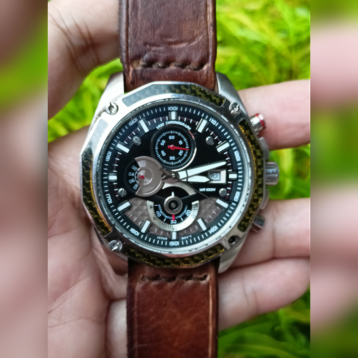 CASIO EDIFICE EFE-506 Black Silver Original Second | Jam Tangan Vintage Pria