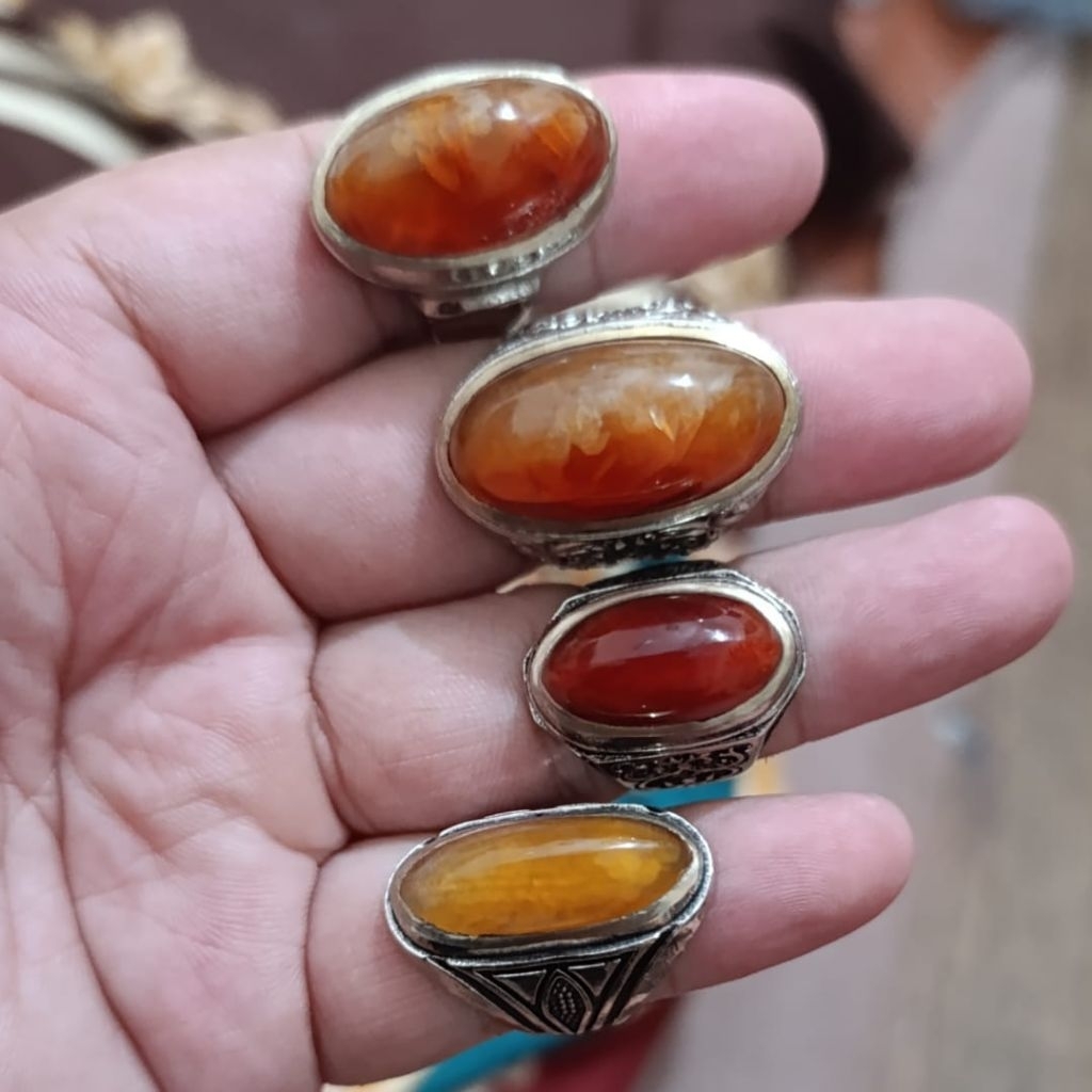 CA 13 Cincin Akik Asli Natural Pandan Nanas Merah Nasmer Super