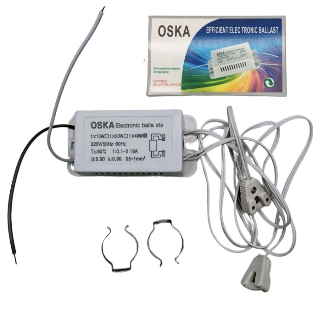 Ballast Elektronik OSKA 1x10W 1x20W 1x40W 220V Untuk Lampu TL Neon Hemat Energi Stabil dan Awet
