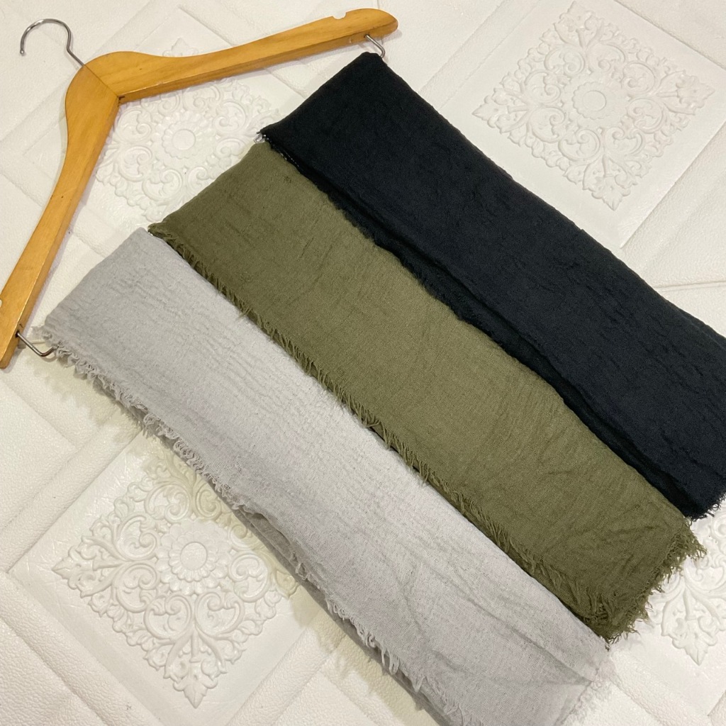 Phasmina Crinkle Hijab Pasmina Cotton Crincle  Kerudung Pashmina Shawl  Pasmina  Kusut Jilbab Jumbo