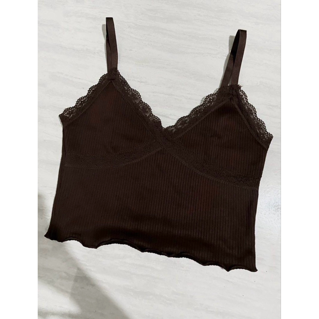 Preloved lace brown tanktop hnm | not zara bershka