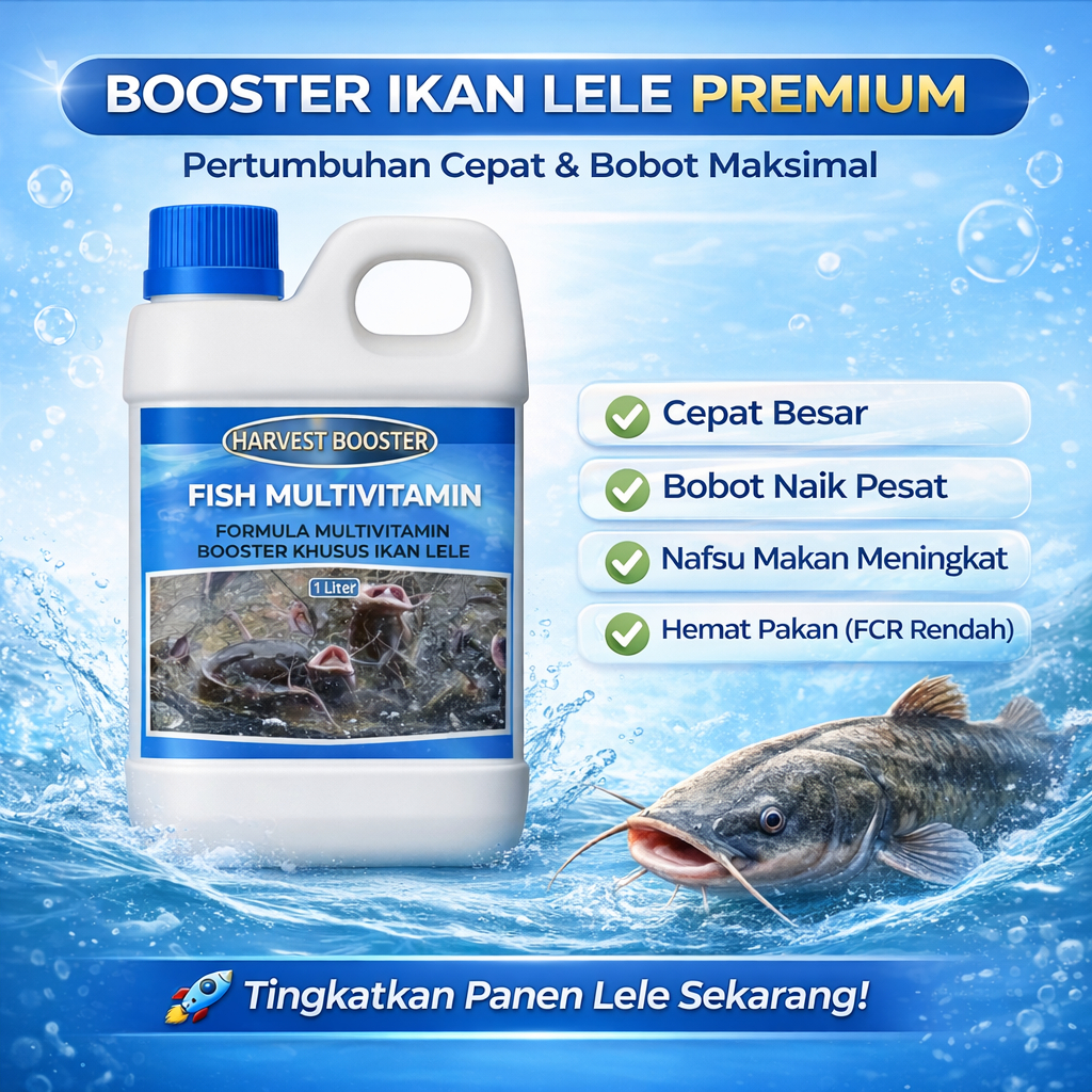 BOOSTER Vitamin Ikan lele agar cepat besar , Vitamin probiotik ikan lele, Vitamin ikan lele memperce