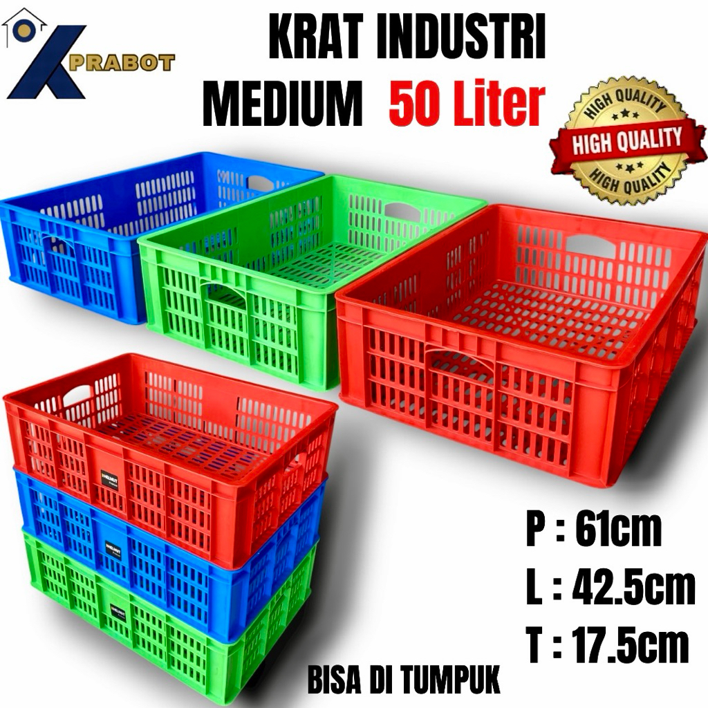 KRAT INDUSTRI MEDIUM 50 Liter - Kprabot / Container Box / Keranjang Industri Rapat / Krat Baut / Kra