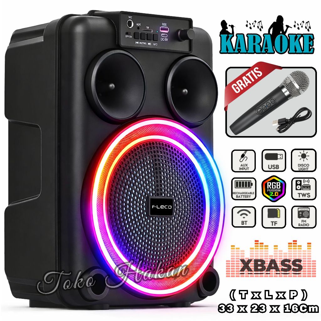 TERMURAH ~Speaker Bluetooth FLECO F-8606 CM Extra Bass Bluetooth-TWS-USB-TF | Speaker Aktif Subwoofe
