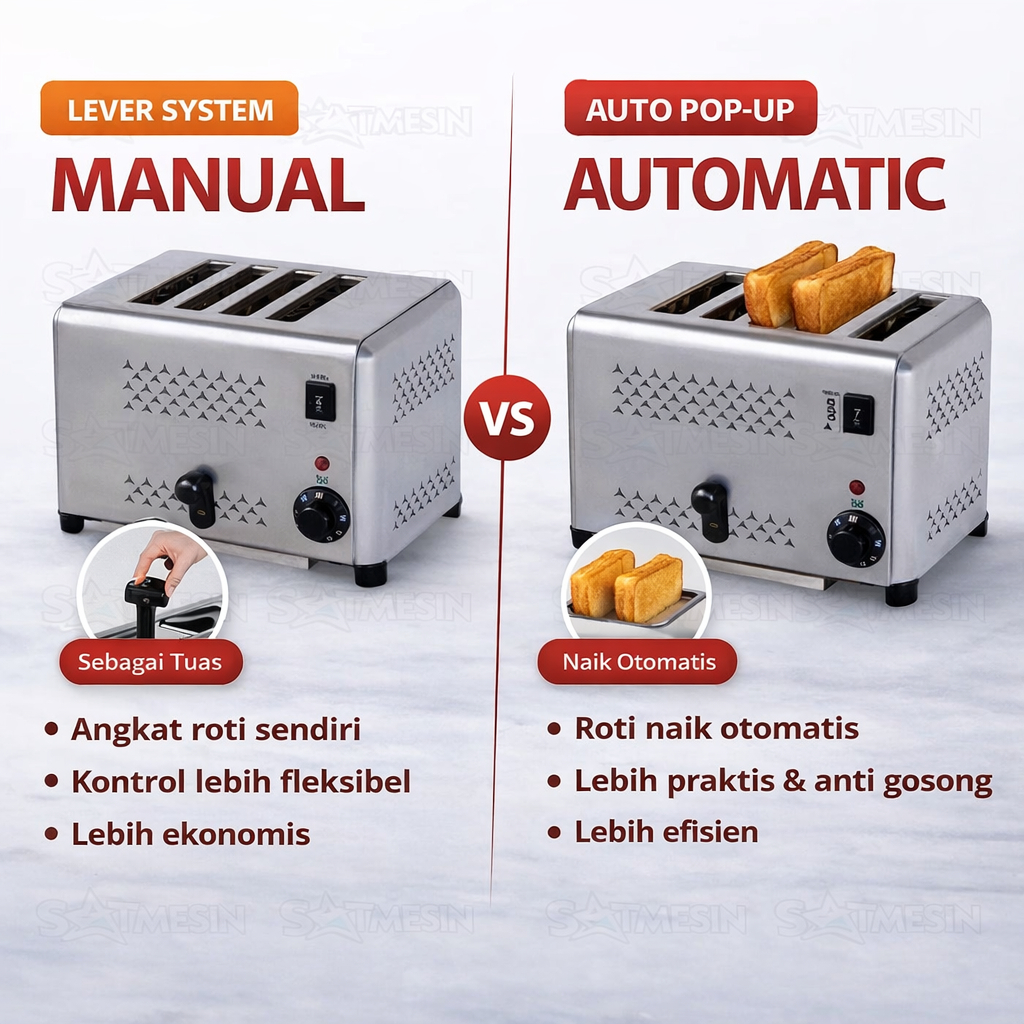 Getra Mesin Toaster Roti 6 Slot Stainless Steel | Manual & Automatic Pop Up | Pemanggang Roti Listri