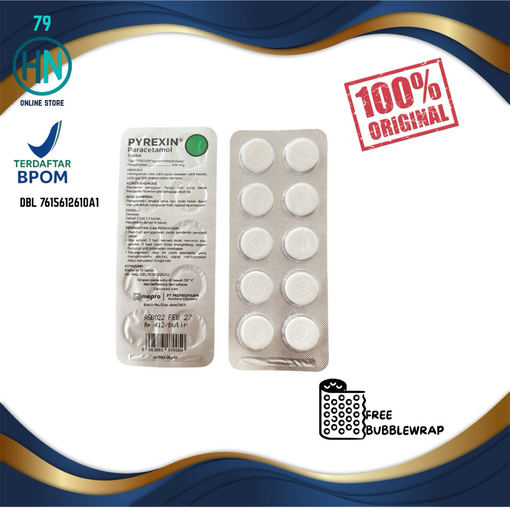 Pyrexin Paracetamol 500 mg 10 tablet