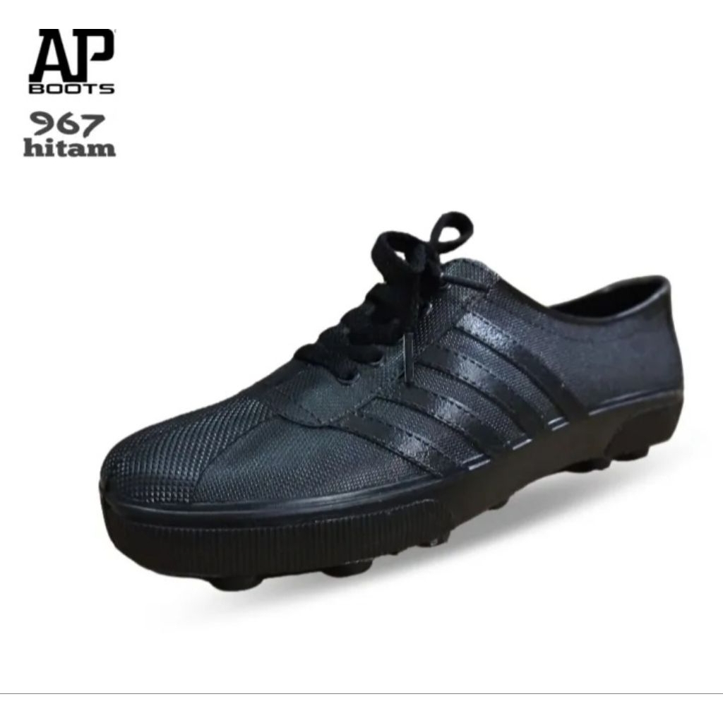 Sepatu Boots Pria AP 967 Hitam – Anti Air, Anti Licin, Sepatu  Kerja Kebun & Lapangan Ringan, Kuat, 
