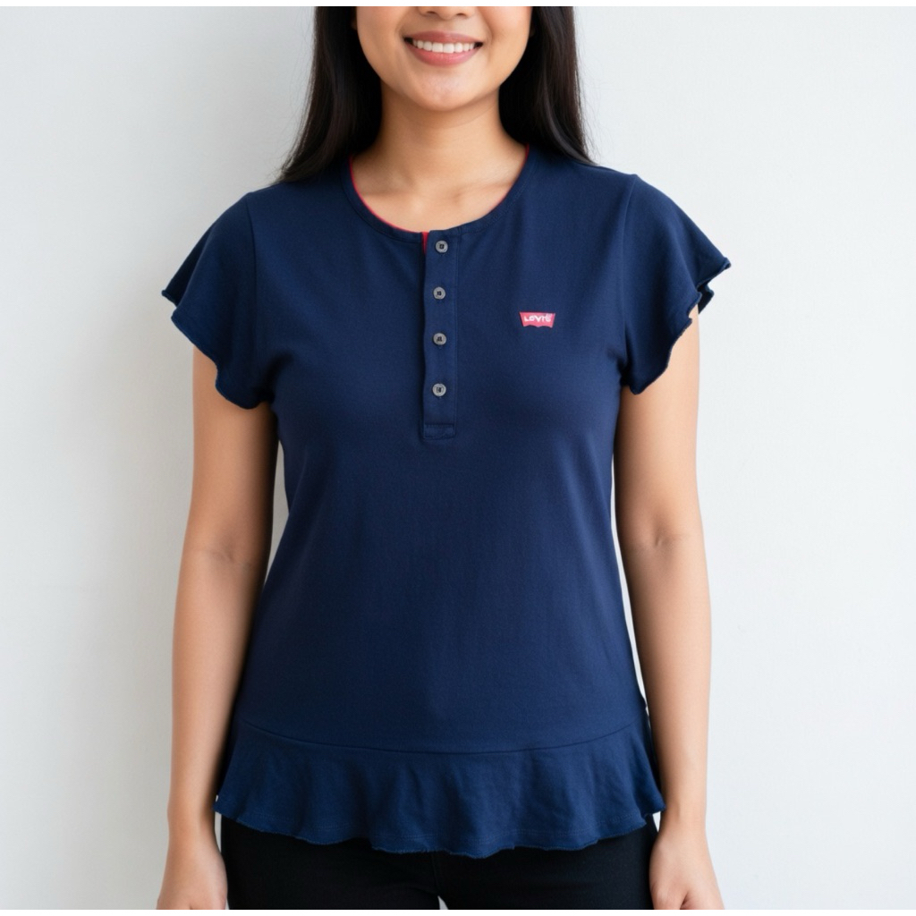 Baju Kaos Wanita L3V15 T Shirt Putih Size XS Original Second Preloved