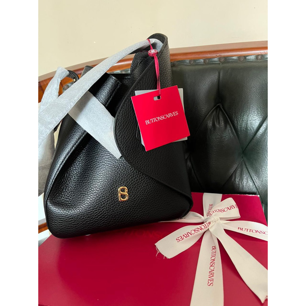 NEW The Britney Bag Medium-Black in GHW Original Buttonscarves