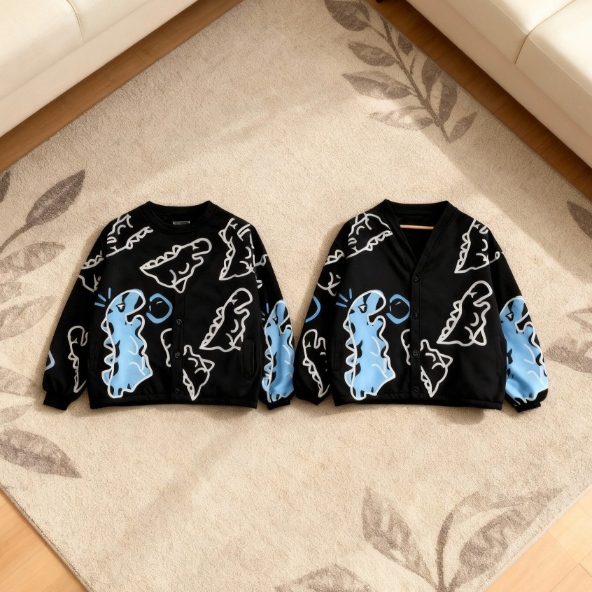 Crayon Dino Isi 2 Jaket Couple Pasangan Hoodie Fleece Tebal Hoodie Couple Keren Jaket Couple Korea