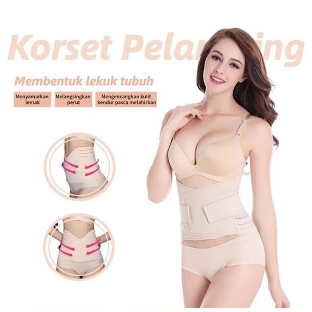Korset Pelangsing Perut Setelah Melahirkan - Korset Pengecil Perut Slimming Double Perekat - Korset 