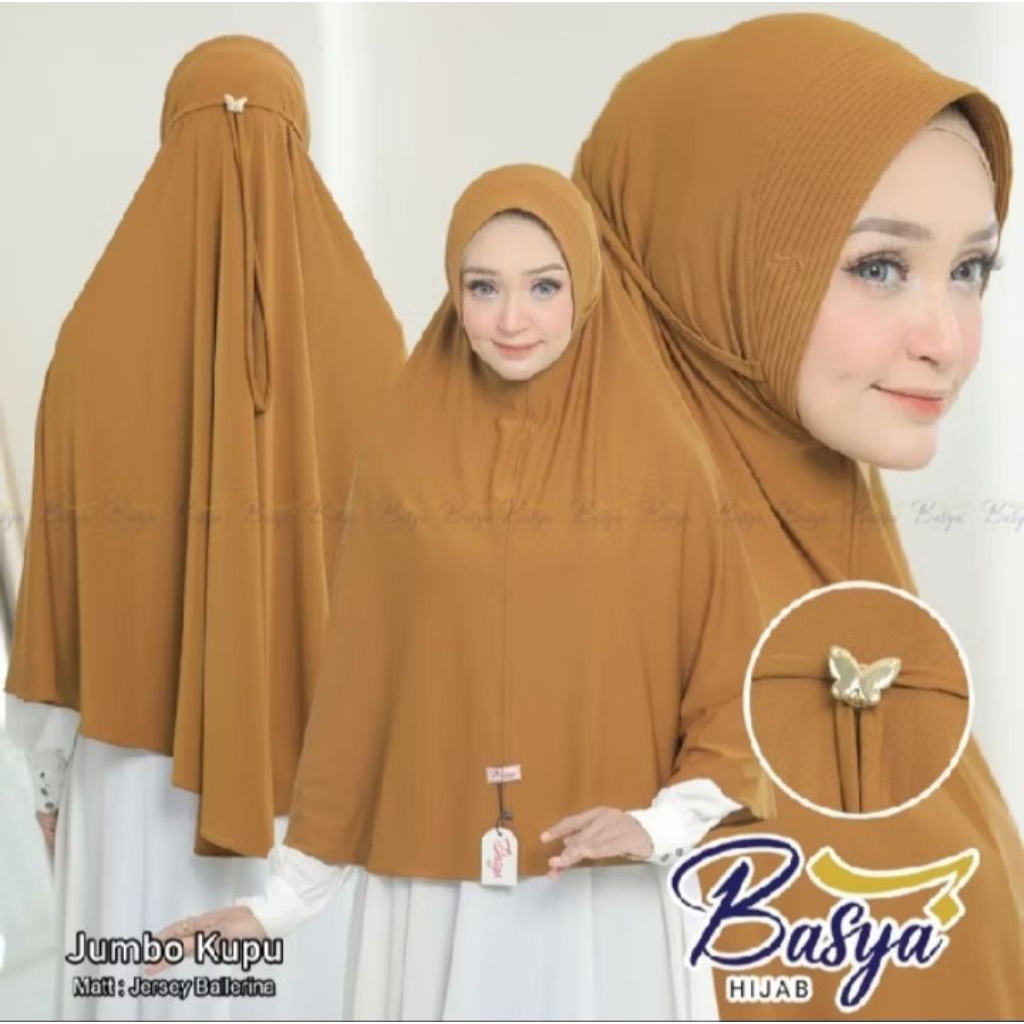 (BASYA) PET JUMBO TALI KUPU hijab instan pet tali polos hijab jersey jilbab tali kupu jumbo kerudung