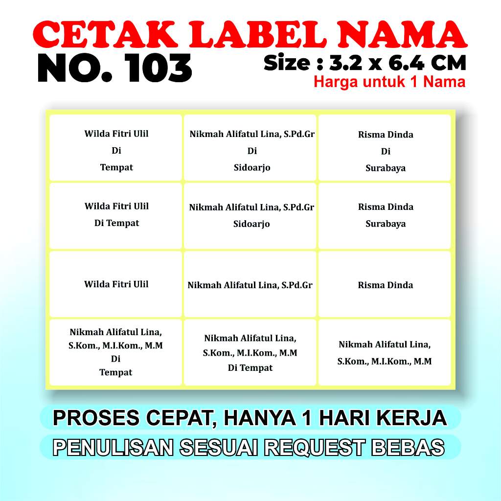 CETAK LABEL NAMA UNDANGAN 103 CETAK NAMA UNDANGAN CETAK LABEL UNDANGAN 1 HARI SELESAI