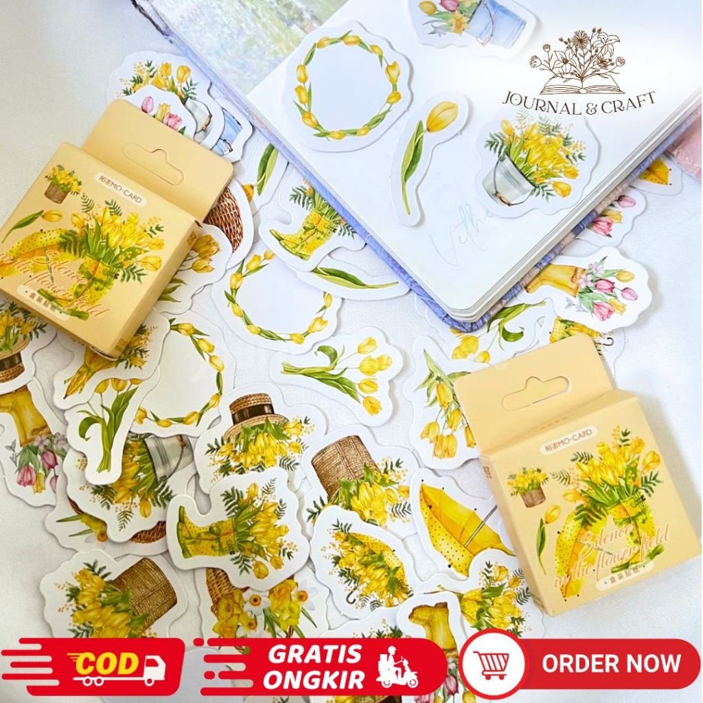 46pcs Sticker Pack Flower Deco Aesthetic Sticker Planner DIY Sticker Aesthetic Motif
