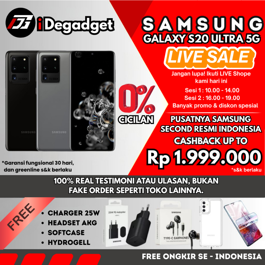 SEIN Samsung Galaxy S20 Ultra 12/128GB | S20+ Plus 8/128GB | FE 8/256GB Second Fullset Original