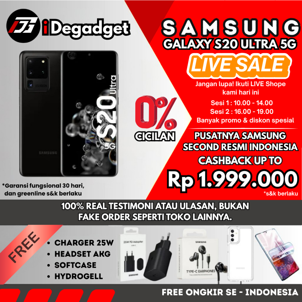 SEIN Samsung Galaxy S20 Ultra 12/128GB | S20+ FE 8/128GB | S10 Plus 12/1TB 8/512GB Second Original