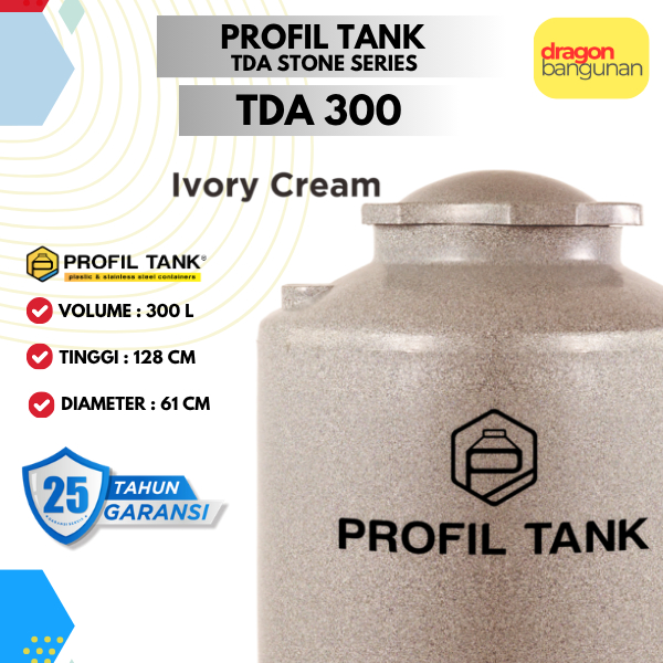 Tangki Air Plastik Profil TDA 300 Liter Stones Series | Toren | Tandon Air