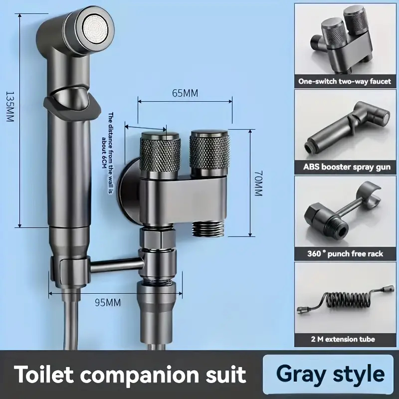 Jet Shower Set Selang Kloset Kran Cabang Kepala Bidet Toilet Set Stainless