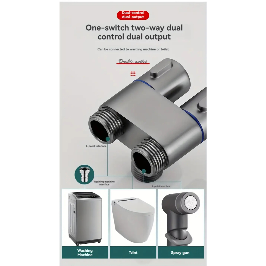 Jet Shower Set Selang Kloset Kran Cabang Kepala Bidet Toilet Set Stainless