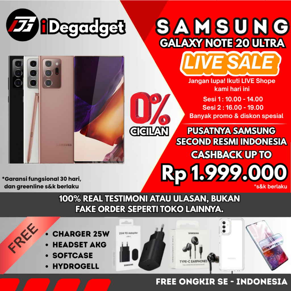 SAMSUNG GALAXY NOTE 20 ULTRA 5G SEN 12/512GB 12/256GB | 4G 8/256GB SECOND FULLSET ORIGINAL