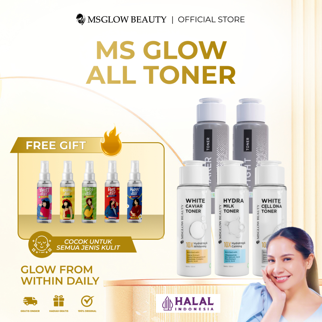[Official] MS Glow Toner Wajah Glowing Acne Flek Hitam Toner Untuk Semua Jenis Kulit 100mL