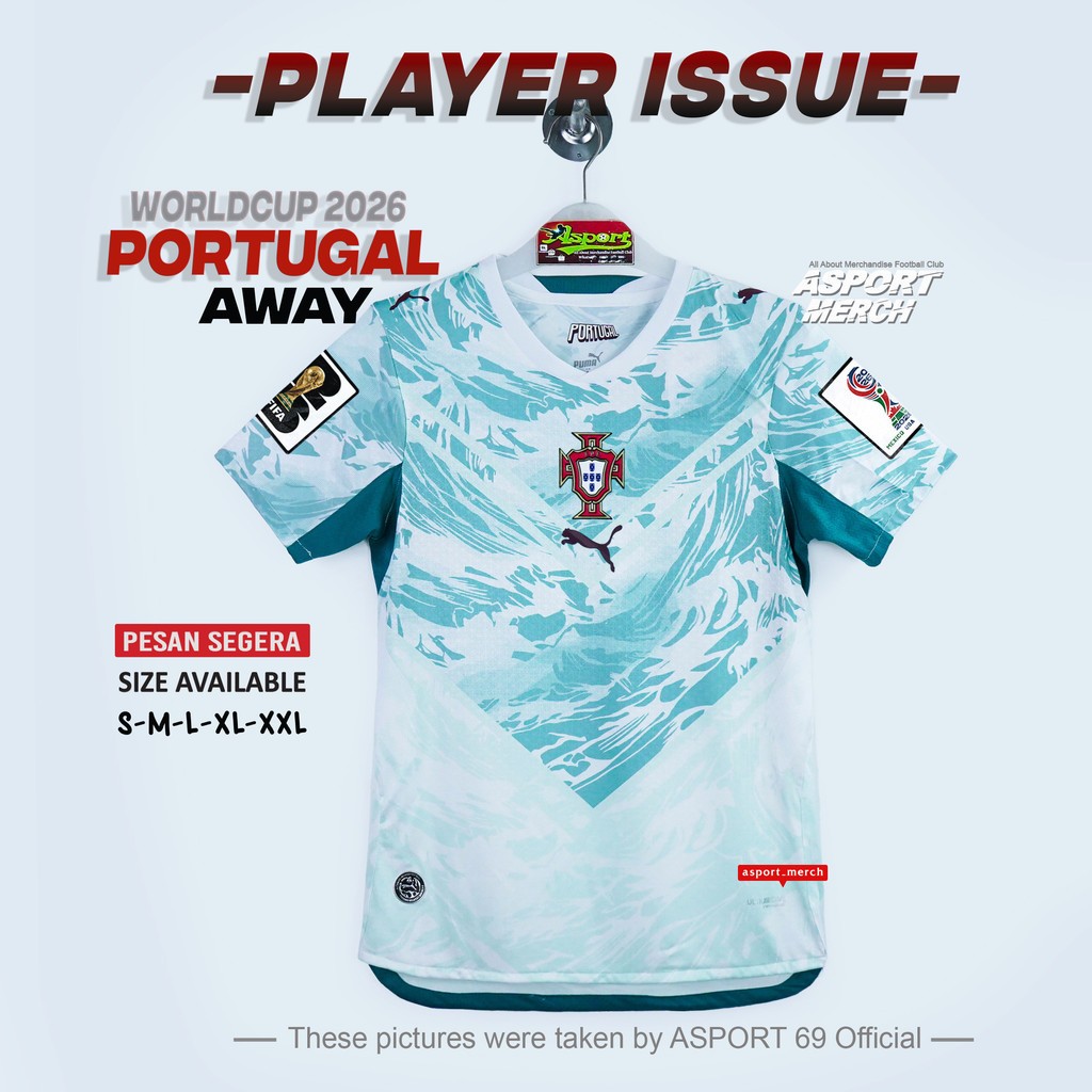 ASPORT JERSEY PLAYER ISSUE PORTUGAL AWAY WORLDCUP 2026 PUTIH PI TERBARU