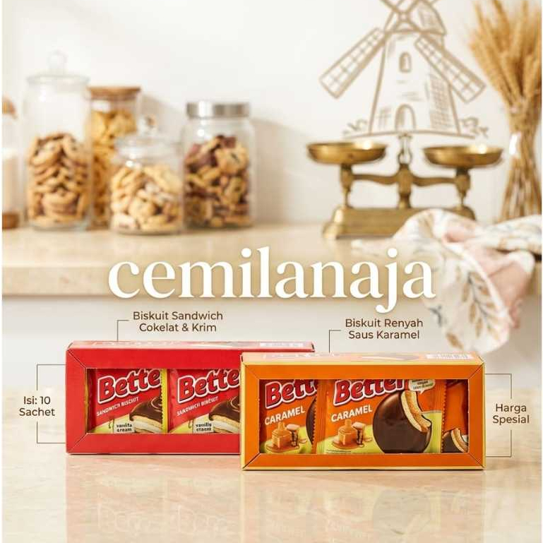BETTER SANDWICH RENCENG BISCUIT VANILLA CREAM/ BISKUIT ROMA BETTER COKLAT CREAM VANILA