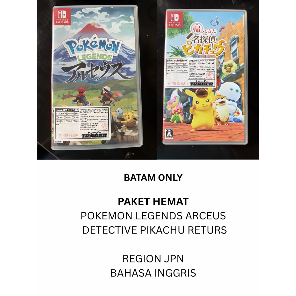 BATAM ONLY Jual kaset nintendo switch pokemon legends arceus dan detective pikachu returns second mu