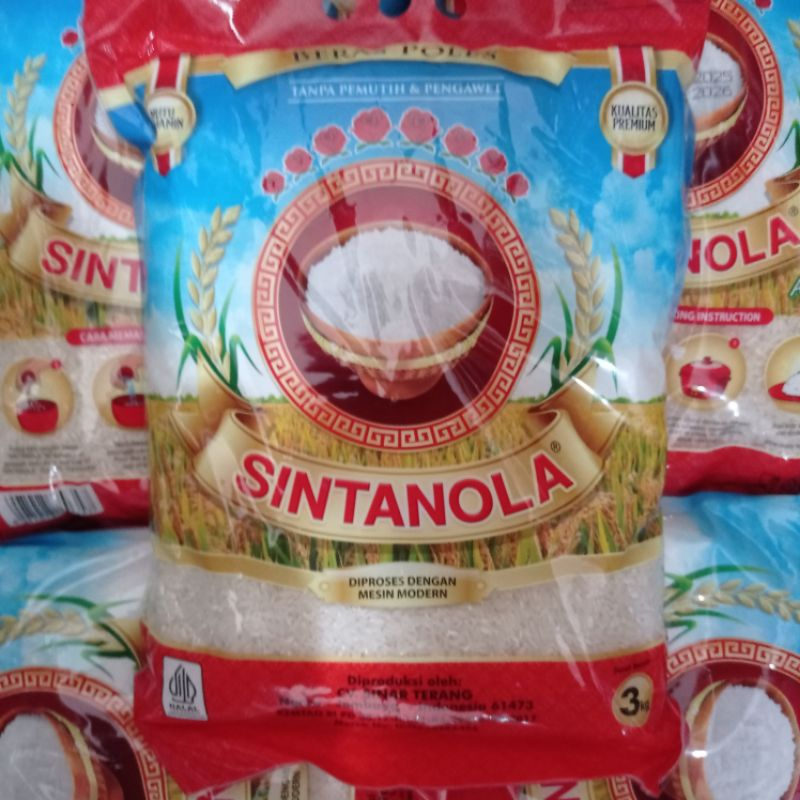 BERAS PREMIUM SINTANOLA 3KG PULEN ENAK / BERAS PINPIN PELIKAN WIPPIE KOMO