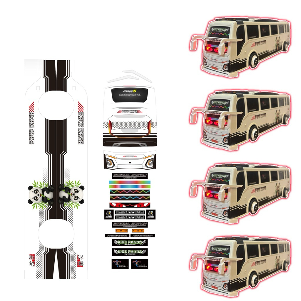 LIVERY BUS KIDS PANDA, RAHMA, AZZALEA, ZAFIRA RKC LENGKAP - di Toko Kak Ulil