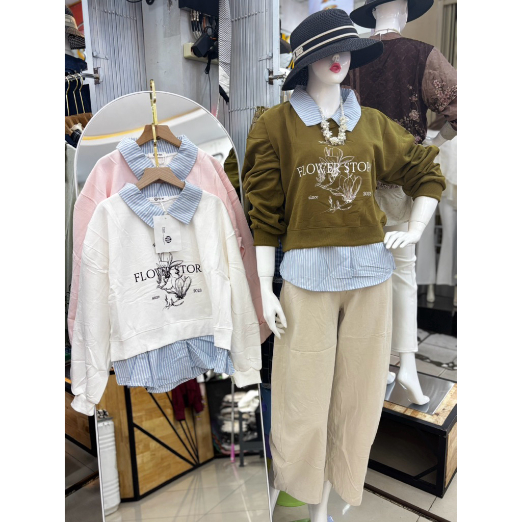 (COD)Atasan wanita atasan kaos kombinasi  ld 125 pj 70