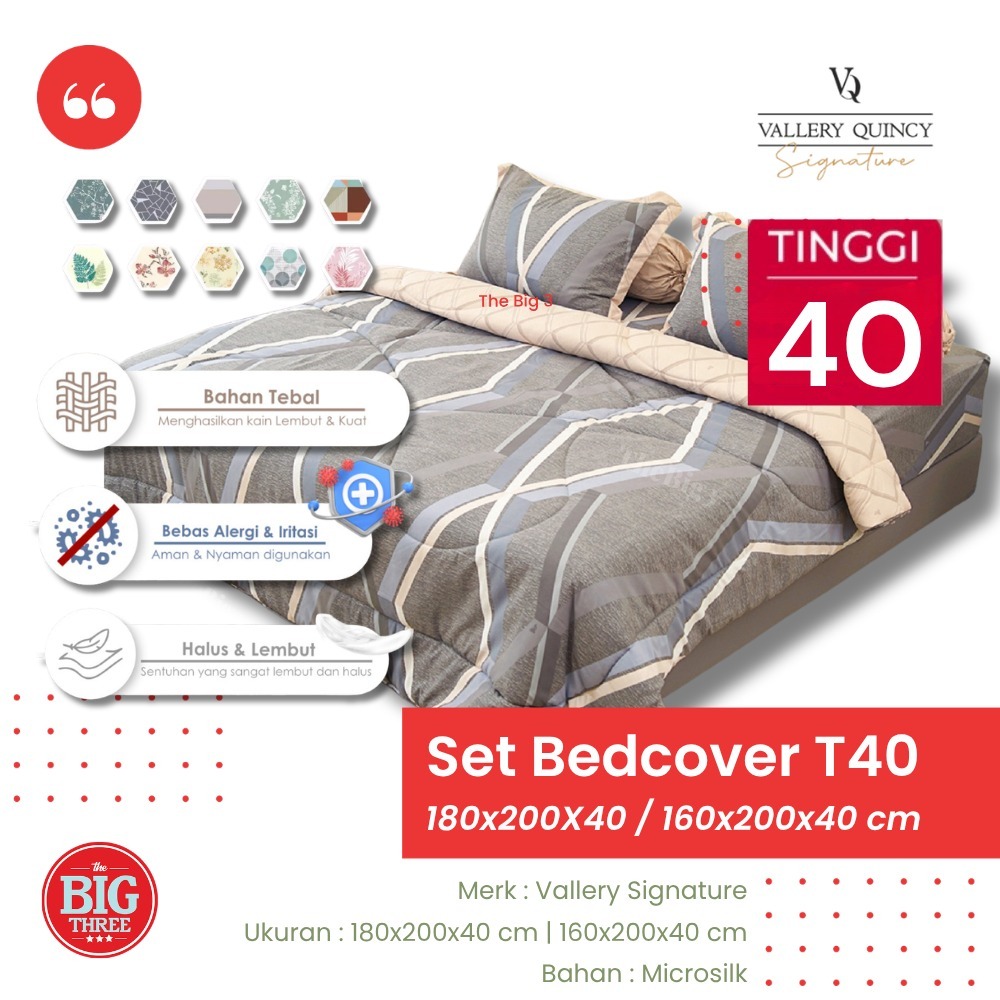 Bedcover + Sprei Motif Tinggi 40 180x200 VALLERY SIGNATURE Alto Charles Claren Georgia Gerald Lonia 