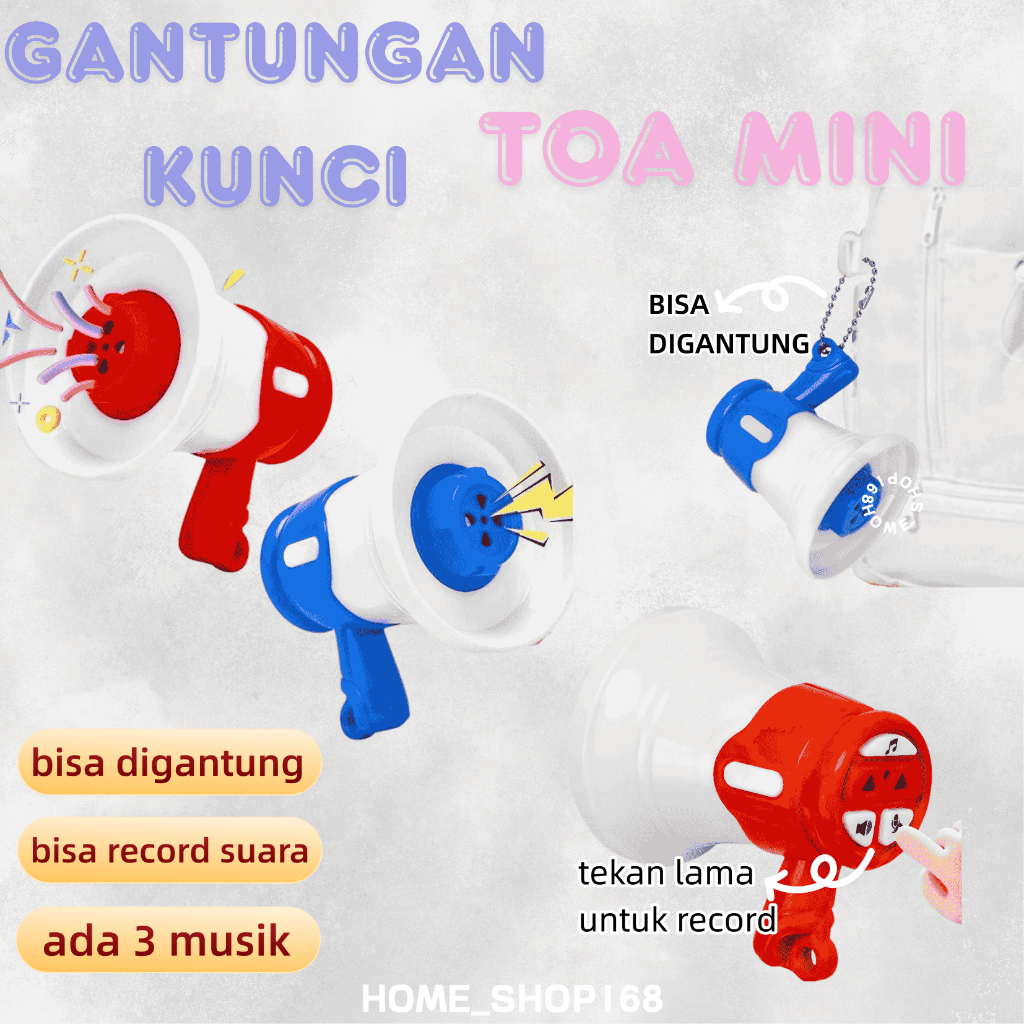Gantungan Kunci Speaker Mini Toa Pengeras Suara Mini Lucu Dengan Fitur Rekam Suara dan Musik