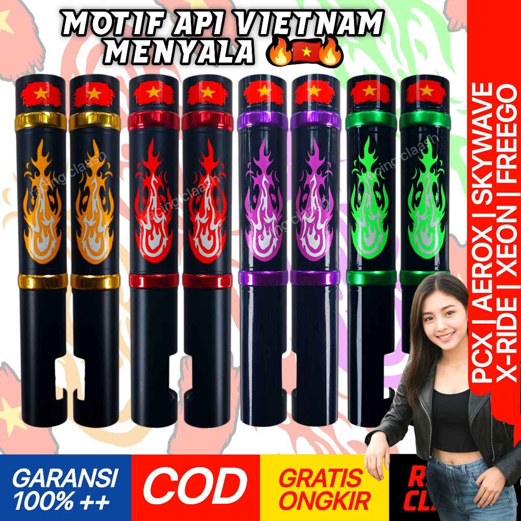 Racing Claash Cover Shock Depan Pcx Aerox Xeon Xride Skywave Freego Motif Api Vietnam Reflektif New